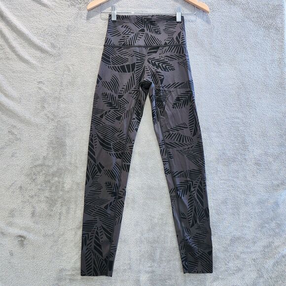 Aerie Womens Dark Gray High Waisted 7/8 Palm Leaves Leggings Size Small Tropical - Picture 1 of 14
